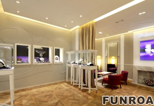 Modern simple luxury wood paint jewelry store display case design case.