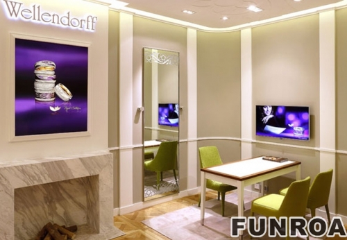 Modern simple luxury wood paint jewelry store display case design case.