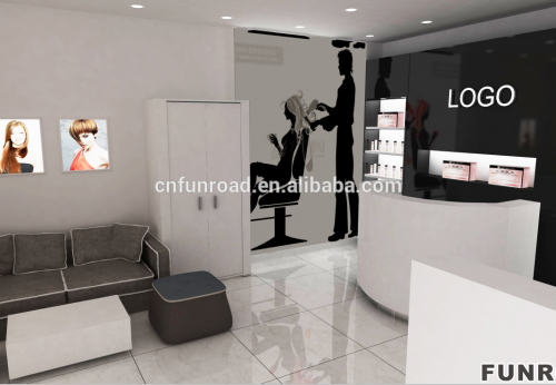 Hair Salon Display Cabinet with Mirror for Barber Store Design