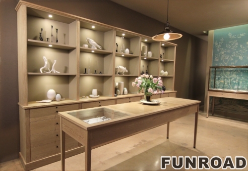 Luxury Wood Glass Jewellery Display Counter Jewellery Display Cabinet