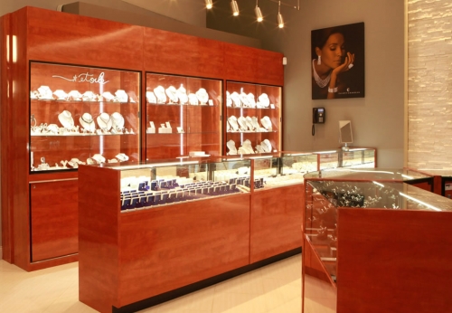 Customized Rosewood Jewelry Store Display Showcase