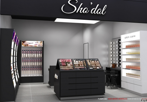 Wooden Cosmetic Display Showcase with LED for Makeup Shop Decor