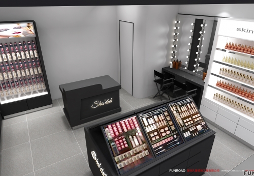 Wooden Cosmetic Display Showcase with LED for Makeup Shop Decor