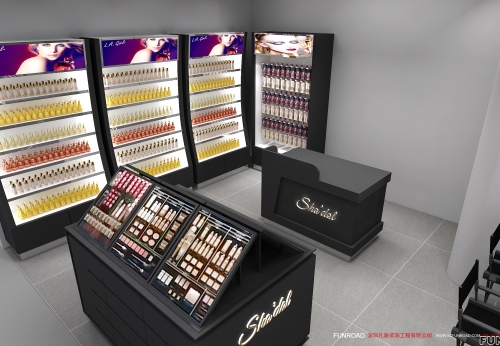 Wooden Cosmetic Display Showcase with LED for Makeup Shop Decor