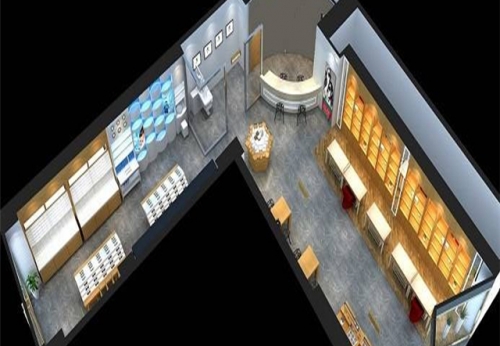 Stylish Optical Ark Showcase for Optical Store Interior Design