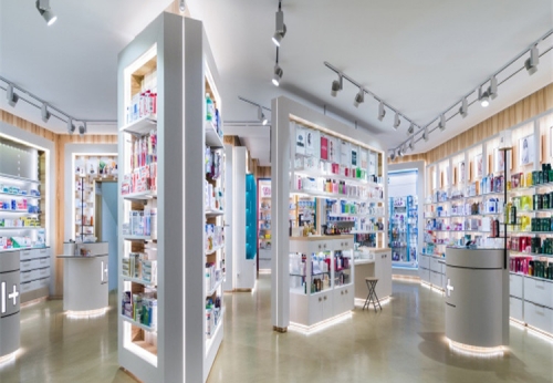 pharmacy shelving drugstore creative store display fixtures