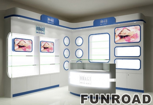 Retail Glass Cosmetic Display Showcase with LED for Beauty Store