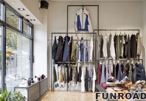 Wooden Wall-mounted Showcase For Me’s Clothing Shop Decor