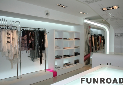 For Mobile Clothes Store Design Wooden Clothing Display Showcase