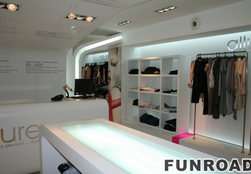 For Mobile Clothes Store Design Wooden Clothing Display Showcase
