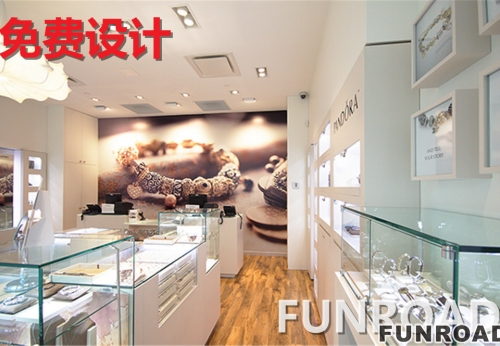 White Wooden Display Cabinet for Jewelry Brand Store Decor