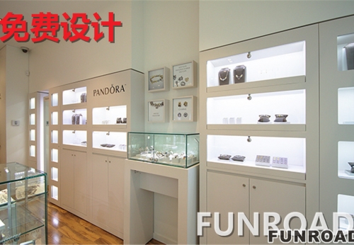 White Wooden Display Cabinet for Jewelry Brand Store Decor