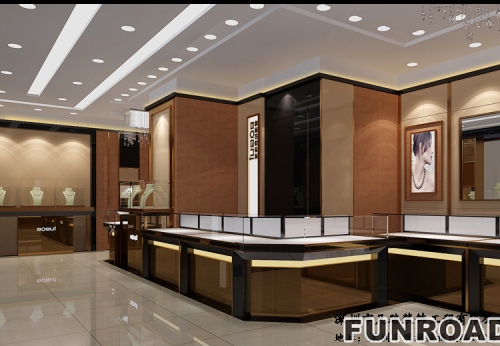 Jewelry display cabinet factory customized jewelry display cabinet effect drawing complete