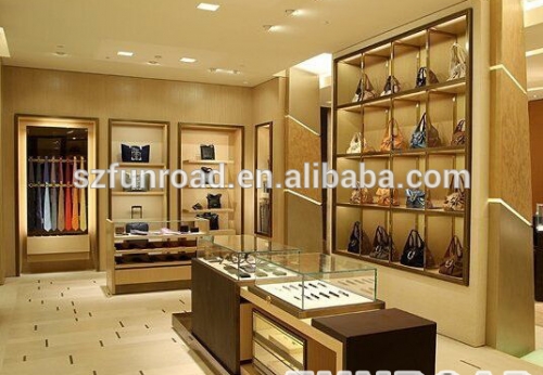 Modern style luxury handbag shoes display stand with glass cabinet