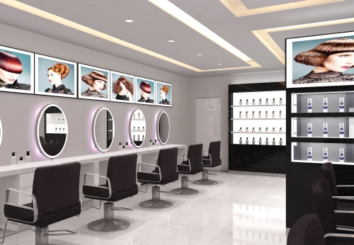 Customized Wooden Hair Salon Display Kiosk for Barber Store Decor