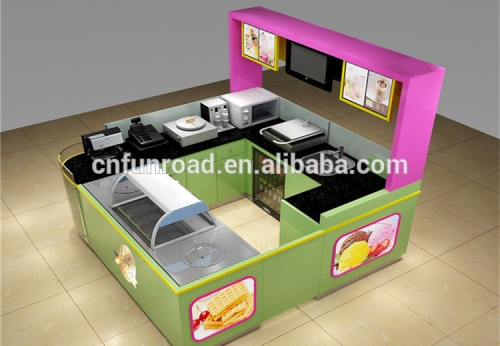 Fast Food Kiosk with Glass Display Cabinet for Shopping Mall