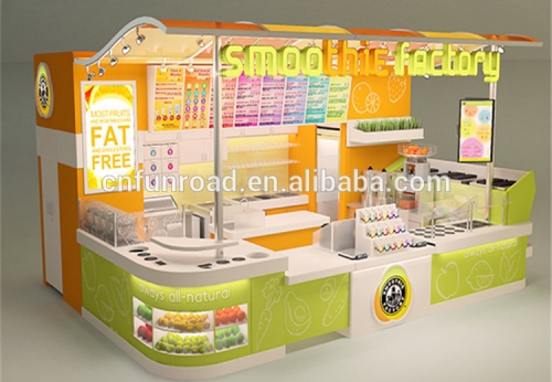 Retail Glass Ice Cream Kiosk with Lighting for Shopping Mall Display