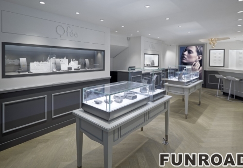Gray Tone Display Showcase for Jewelry Brand Store Furniture