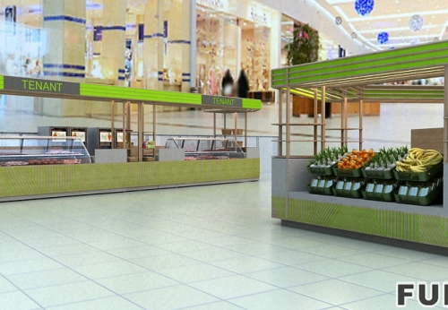 Food and beverage display kiosk, food kiosk displays for shop mall