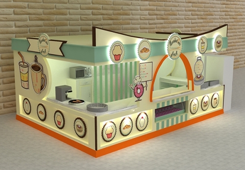 Customize elegant cafe shop counter food and drink kiosk for shopping mall