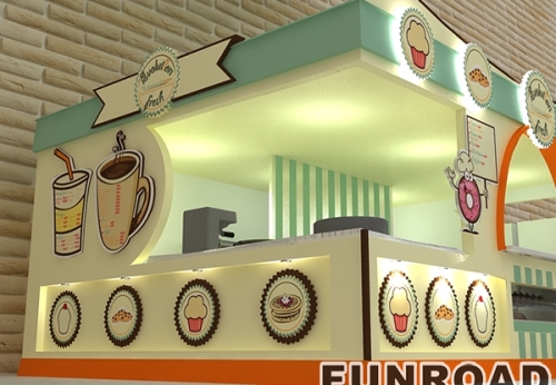 Customize elegant cafe shop counter food and drink kiosk for shopping mall