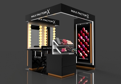 Newest design makeup display cosmetic showcase kiosk with store furniture