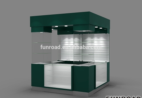 Retail Customized Wooden Glass Cell Phone Showcase Kiosk | Funroadisplay