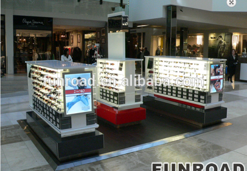 Customized Wooden Optical Display Counter for Brand Sunglasses Store Decor