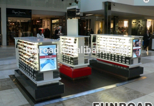 Customized Wooden Optical Display Counter for Brand Sunglasses Store Decor