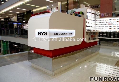 Customized Wooden Optical Display Counter for Brand Sunglasses Store Decor