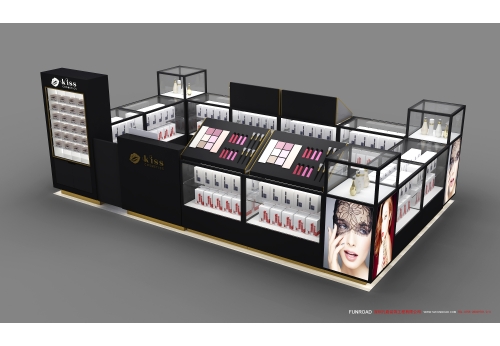 cosmetic kiosk in mall makeup counter display