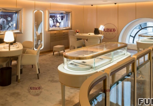 High-end Round Jewelry Display Cabinet for Shopping Mall Decor