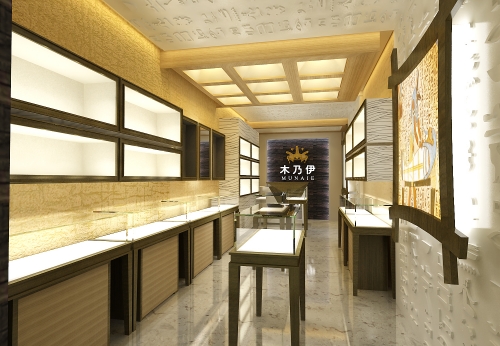 Customized Golden Display Showcase for Jewelry Store