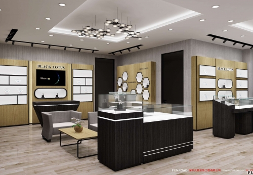 High-end Wooden Display Cabinet for Jewelry Store Interior Design