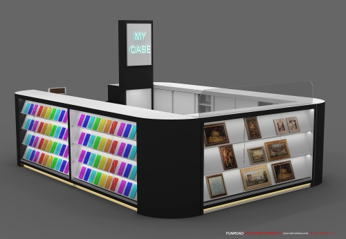 LED glass mall kiosk for cell phone showcase display