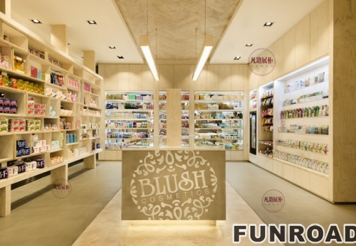 Wooden Retail Cosmetic Showcase for Makeup Store Display
