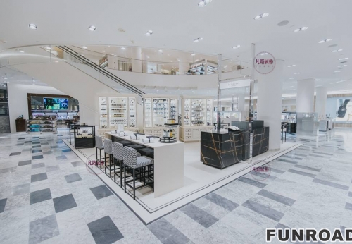Marble Cosmetic Display Showcase for Shopping Mall Store Design