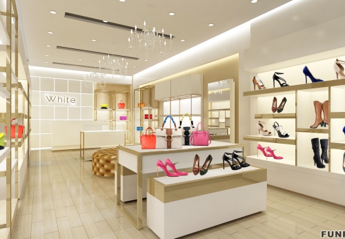 Bespoke woman hand bag cabinet shoes counter high-heeled shoes display