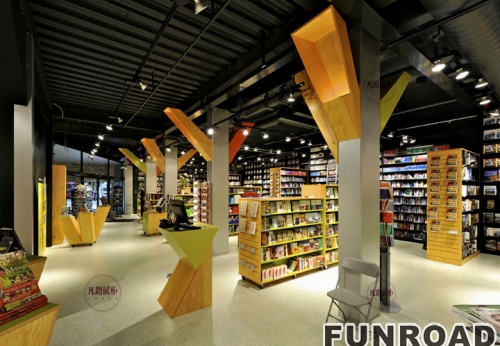 Retail Wooden Bookshelf Showcase for Book Store Display