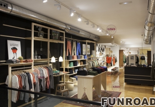 Case Study of Wood Paint Display Cabinet in Clothing Store