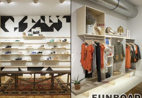 Case Study of Wood Paint Display Cabinet in Clothing Store