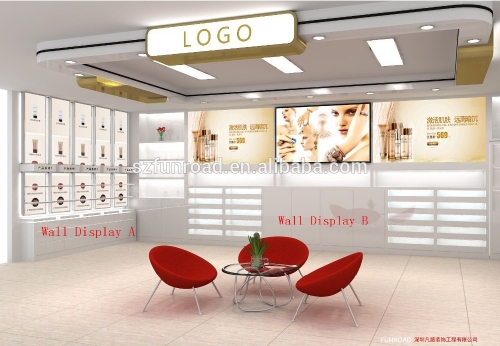 Retail Bright Cosmetic Display Showcase for Nail Shop Decoration