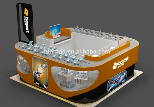 For Shopping Mall Cell Phone Kiosk Design with Accessories Showcase