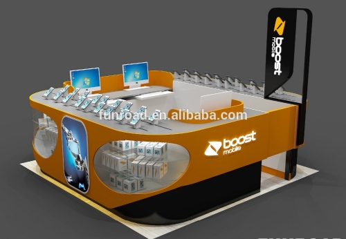 Shopping mall certificated iron mobile phone kiosk design with accessories showcase