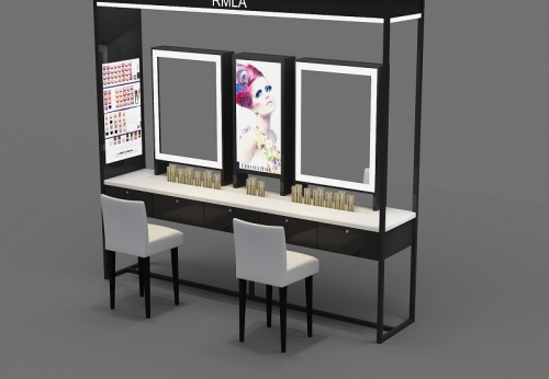 Modern Cosmetic Shop Wooden Display Shelves and Makeup Counter Design for Sale