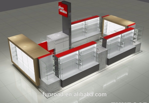 FR-MB-117 customized wooden glass cell phone kiosk with mobile phone repair counter 