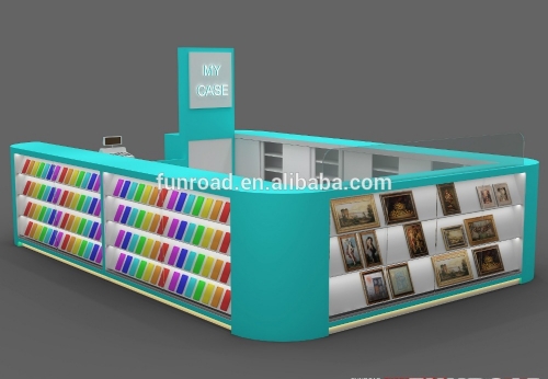 FR-MB-117 Wood mobile phone accessories retail kiosk morden design for mobile phone shop 