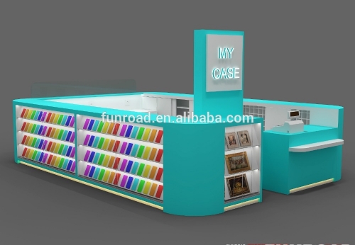 FR-MB-117 Wood mobile phone accessories retail kiosk morden design for mobile phone shop 