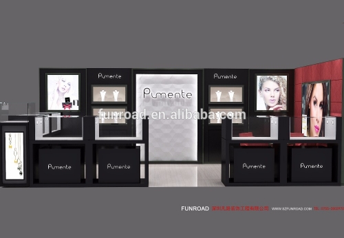 European Mall Approved Jewelry Kiosk with Wooden Showcase Design