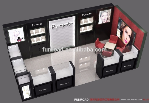 European Mall Approved Jewelry Kiosk with Wooden Showcase Design